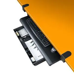 Keyboard Tray with Drawer - Clamp On Under Desk Pull Out Extender Table Attachment Platform with Storage Organizer, Large 27.5" (31.8" Including Clamps) x 12.2", Height Adjustable for Home Office Keyboard Tray with Drawer - Clamp On Under Desk Pull Out Extender Table Attachment Platform with Storage Organizer, Large 27.5" (31.8" Including Clamps) x 12.2", Height Adjustable for Home Office