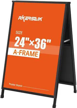 Heavy Duty A-Frame Sidewalks SignsSandwich Board Black Coated Steel Metal Portable Double-SidedSlide-in Folding with 2 Corrugated Plastic Poster Boards (24×36 Double Side with 2 Plastic Board) Heavy Duty A-Frame Sidewalks SignsSandwich Board Black Coated Steel Metal Portable Double-SidedSlide-in Folding with 2 Corrugated Plastic Poster Boards (24×36 Double Side with 2 Plastic Board)