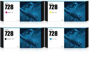 728 Ink Cartridges 300ML 4-Pack F9J68A F9K17A F9K16A F9K15A Compatible with HP DesignJet T830 MFP & T730 Large Format Plotter Printers (Matte Black Cyan Magenta Yellow) 728 Ink Cartridges 300ML 4-Pack F9J68A F9K17A F9K16A F9K15A Compatible with HP DesignJet T830 MFP & T730 Large Format Plotter Printers (Matte Black Cyan Magenta Yellow)