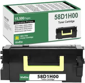 58D1H00 Black High Yield Toner (with New Chip) Repalcement for Lexmark 58D1H00 Toner Cartridge 58D1000 for MS725 MS821 MS822 MS823 MS824 MS825 MS826 MX721 MX722 Laser Printers, 1 Pack 58D1H00 Ink 58D1H00 Black High Yield Toner (with New Chip) Repalcement for Lexmark 58D1H00 Toner Cartridge 58D1000 for MS725 MS821 MS822 MS823 MS824 MS825 MS826 MX721 MX722 Laser Printers, 1 Pack 58D1H00 Ink