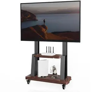 Rolling TV Stand for 32-75 Inch TVs up to 180 lbs, Black | Mobile TV Cart, Height Adjustable Portable TV Stand, Locking 360° Wheels, 80 Lbs Center Shelf, Large Storage, VESA 600x400 Rolling TV Stand for 32-75 Inch TVs up to 180 lbs, Black | Mobile TV Cart, Height Adjustable Portable TV Stand, Locking 360° Wheels, 80 Lbs Center Shelf, Large Storage, VESA 600x400