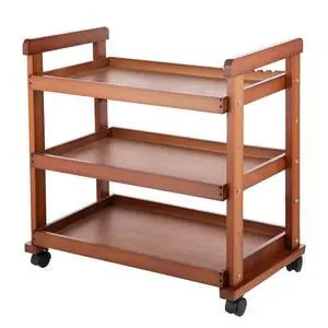 3-Tier Beechwood Rolling Cart with Caster Wheels, Walnut | Art Supply Storage Organizer, Rolling Utility Cart Organizer for Studio and Classroom Use 3-Tier Beechwood Rolling Cart with Caster Wheels, Walnut | Art Supply Storage Organizer, Rolling Utility Cart Organizer for Studio and Classroom Use