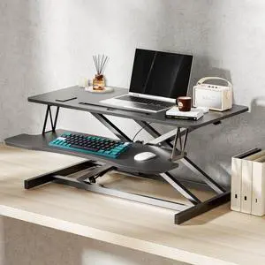 Standing Desk Converter 36 Inch Wide Sit to Stand Converter Desk Height Adjustable Riser with Keyboard Tray Laptop and Dual Monitor Desktop Workstation Riser for Home Office Computer Standing Desk Converter 36 Inch Wide Sit to Stand Converter Desk Height Adjustable Riser with Keyboard Tray Laptop and Dual Monitor Desktop Workstation Riser for Home Office Computer