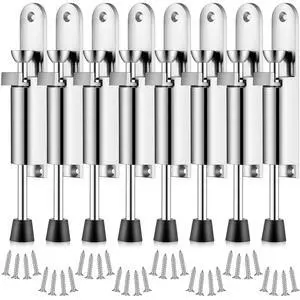 8 Pcs Kickdown Door Stopper Heavy Duty Stainless Steel Foot Kick Down Door Stop Adjustable Easy Step Holder, Stretch Spring Stopper, Silver, Outdoor Commercial 8 Pcs Kickdown Door Stopper Heavy Duty Stainless Steel Foot Kick Down Door Stop Adjustable Easy Step Holder, Stretch Spring Stopper, Silver, Outdoor Commercial
