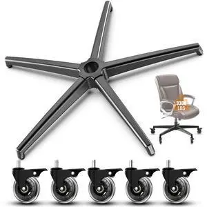 Office Chair Base with Casters, 3300lbs Heavy Duty Universal Fit | Reinforced metal construction with 26" wide stable base, low center design fits office, gaming and executive chairs Office Chair Base with Casters, 3300lbs Heavy Duty Universal Fit | Reinforced metal construction with 26" wide stable base, low center design fits office, gaming and executive chairs