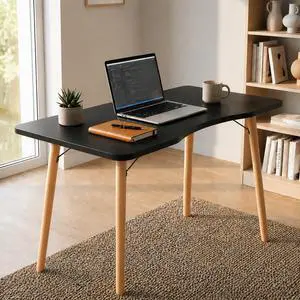 40 Black Computer Desk, 15° Arc Writing Table, Home Office & Gaming, Rounded Corner Enhance Stability with Leg Support 40 Black Computer Desk, 15° Arc Writing Table, Home Office & Gaming, Rounded Corner Enhance Stability with Leg Support