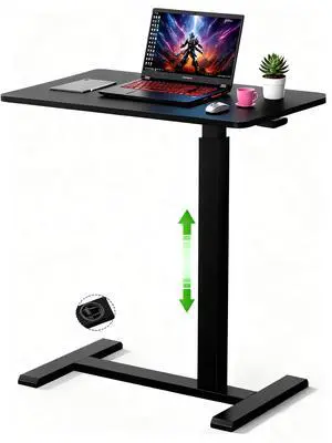 Mobile Small Standing Desk with Hidden Wheels, Pneumatic Laptop Desk, Rolling Computer Cart Movable, Portable Rolling Computer Sit Stand Side Table for Couch, Home, Office, Black Mobile Small Standing Desk with Hidden Wheels, Pneumatic Laptop Desk, Rolling Computer Cart Movable, Portable Rolling Computer Sit Stand Side Table for Couch, Home, Office, Black