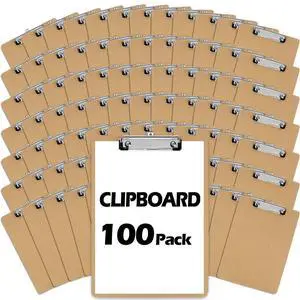 100PCS Hardboard Office Clipboards A4 Letter Size (9x12.5) with Low Profile Wood Clips Bulk Sturdy Office School Hospital Supplies Durable and Professional for Daily Use(100) 100PCS Hardboard Office Clipboards A4 Letter Size (9x12.5) with Low Profile Wood Clips Bulk Sturdy Office School Hospital Supplies Durable and Professional for Daily Use(100)
