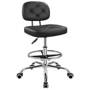 Drafting Chair with Backrest Rolling Stool with Wheels Adjustable Footrest Swivel Chair Height Adjustable Office Chair for Shop Counter Studio Work Bar Kitchen (Black) Drafting Chair with Backrest Rolling Stool with Wheels Adjustable Footrest Swivel Chair Height Adjustable Office Chair for Shop Counter Studio Work Bar Kitchen (Black)