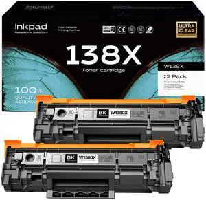 138X W1380X Black High Yield Toner Cartridge 2 Pack | Compatible with HP LaserJet Pro MFP 3101fdw 3001dw 3101fdwe 3001dwe Printer, with Chip, 4000 Pages per Toner 138X W1380X Black High Yield Toner Cartridge 2 Pack | Compatible with HP LaserJet Pro MFP 3101fdw 3001dw 3101fdwe 3001dwe Printer, with Chip, 4000 Pages per Toner