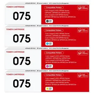 075 Toner Cartridge Set 4-Pack MF663Cdw MF665Cdw LBP646Cdw Toner | Compatible for Canon 075 075H for Color imageCLASS MF662Cdw LBP647Cdw LBP640c MF660c Printers, (Black Cyan Magenta Yellow) 075 Toner Cartridge Set 4-Pack MF663Cdw MF665Cdw LBP646Cdw Toner | Compatible for Canon 075 075H for Color imageCLASS MF662Cdw LBP647Cdw LBP640c MF660c Printers, (Black Cyan Magenta Yellow)