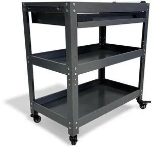 Metal 3 Tier Rolling Tool Cart with Drawer, Steel Utility Cart on Wheels, for Warehouse Garage Workshop Metal 3 Tier Rolling Tool Cart with Drawer, Steel Utility Cart on Wheels, for Warehouse Garage Workshop