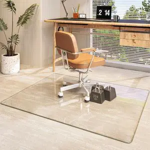 Tempered Glass 48" x 36" Round Corner Glass Chair Mat with Polished Edge, Heavy Duty Hard Office Chair Mat for Office Home Hard Floor Carpeted, Transparent, Glides Smoothly, Easy Clean Tempered Glass 48" x 36" Round Corner Glass Chair Mat with Polished Edge, Heavy Duty Hard Office Chair Mat for Office Home Hard Floor Carpeted, Transparent, Glides Smoothly, Easy Clean