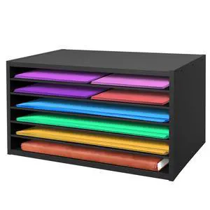 Construction Paper Organizer 20" x 13.5" x12.2",Soild Wooden Paper Organizer with 6-Tier Letter Trays, Desktop File Papers Sorter for Home, Classroom and Office (Black) Construction Paper Organizer 20" x 13.5" x12.2",Soild Wooden Paper Organizer with 6-Tier Letter Trays, Desktop File Papers Sorter for Home, Classroom and Office (Black)