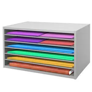 Construction Paper Organizer 20" x 13.5" x12.2",Soild Wooden Paper Organizer with 6-Tier Letter Trays, Desktop File Papers Sorter for Home, Classroom and Office (Gray) Construction Paper Organizer 20" x 13.5" x12.2",Soild Wooden Paper Organizer with 6-Tier Letter Trays, Desktop File Papers Sorter for Home, Classroom and Office (Gray)