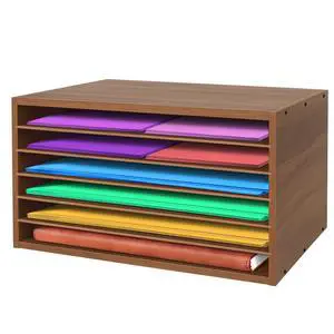Construction Paper Organizer 20" x 13.5" x12.2",Soild Wooden Paper Organizer with 6-Tier Letter Trays, Desktop File Papers Sorter for Home, Classroom and Office (Walnut) Construction Paper Organizer 20" x 13.5" x12.2",Soild Wooden Paper Organizer with 6-Tier Letter Trays, Desktop File Papers Sorter for Home, Classroom and Office (Walnut)