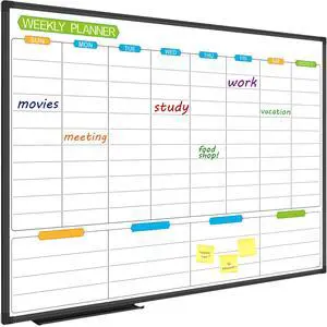 Weekly Dry Erase Board - Magnetic Calendar White Board Planner 36 X 24 Inch, Black Aluminum Frame Wall Mounted Board for Office Home and School Weekly Dry Erase Board - Magnetic Calendar White Board Planner 36 X 24 Inch, Black Aluminum Frame Wall Mounted Board for Office Home and School