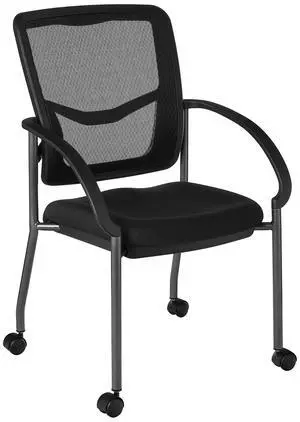 Office Star ProGrid Deluxe Stackable Visitor's Chair with Breathable Back and Padded Lumbar Support Seat, with Rolling Casters, Coal FreeFlex Office Star ProGrid Deluxe Stackable Visitor's Chair with Breathable Back and Padded Lumbar Support Seat, with Rolling Casters, Coal FreeFlex