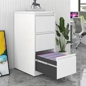 3 Drawer Vertical File Cabinet with Lock, Narrow Metal Steel Storage Cabinet for Home Office, Fits A4, Legal & Letter Size Files, Assembly Required 3 Drawer Vertical File Cabinet with Lock, Narrow Metal Steel Storage Cabinet for Home Office, Fits A4, Legal & Letter Size Files, Assembly Required