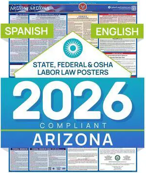 Labor Law Posters Arizona 2026, English, Spanish, State Federal Notices | Arizona State Federal Workplace Notices With OSHA, EEOC, FMLA, Minimum Wage, HR Office, Worksite, Employee Posting Details Labor Law Posters Arizona 2026, English, Spanish, State Federal Notices | Arizona State Federal Workplace Notices With OSHA, EEOC, FMLA, Minimum Wage, HR Office, Worksite, Employee Posting Details
