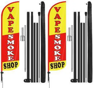 2 Pack 15 Feet Smoke Shop Flags Feather Signs Smoke Shop Swooped Banners with Flag Pole Kit for Outside Outdoor Business Advertising Decoration 2 Pack 15 Feet Smoke Shop Flags Feather Signs Smoke Shop Swooped Banners with Flag Pole Kit for Outside Outdoor Business Advertising Decoration
