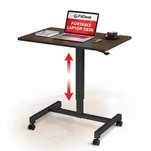 Portable Laptop Desk, Adjustable Standing Workstation - Walnut 27" | Lockable Wheels, Durable Steel Frame, 30 lb Load Support, Wide Work Area, Space-efficient Design, Flexible Workspace Portable Laptop Desk, Adjustable Standing Workstation - Walnut 27" | Lockable Wheels, Durable Steel Frame, 30 lb Load Support, Wide Work Area, Space-efficient Design, Flexible Workspace