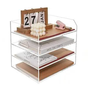 Paper Tray Organizer for Desk, 4 Tier Acrylic Desk Organizers and Accessories, One-Piece Integrated A4 Paper Organizer with Handles, Crystal-Clear Letter Tray & Office File Holder, Books Notes Paper Tray Organizer for Desk, 4 Tier Acrylic Desk Organizers and Accessories, One-Piece Integrated A4 Paper Organizer with Handles, Crystal-Clear Letter Tray & Office File Holder, Books Notes