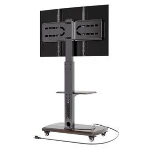 Rolling TV Stand with Power Outlet for 32 to 80 inch TVs, Brown | Up to 131lbs, Height Adjustable, Spacious Shelf, for Living Room, Bedroom, Office, Moveable TV Cart on Wheels Rolling TV Stand with Power Outlet for 32 to 80 inch TVs, Brown | Up to 131lbs, Height Adjustable, Spacious Shelf, for Living Room, Bedroom, Office, Moveable TV Cart on Wheels