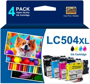 High Yield LC504 LC504XL Ink Cartridge 4-Pack Compatible with Brother MFC-J1355DW MFC-J1365DW MFC-J1367DW Printers for INKvestment 1355 1365 1367 Ink Cartridges High Yield LC504 LC504XL Ink Cartridge 4-Pack Compatible with Brother MFC-J1355DW MFC-J1365DW MFC-J1367DW Printers for INKvestment 1355 1365 1367 Ink Cartridges