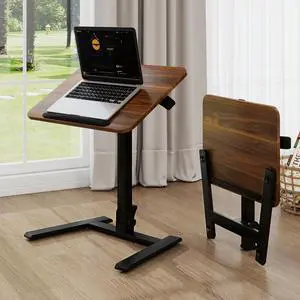 25" Mobile Folding Desk, Pre-Assembled Pneumatic Sit-Stand, Walnut | Height Adjustable Laptop Table, 0-90° Tilt Top Computer Cart for Home Office, Small Space, Bedroom and Dorm 25" Mobile Folding Desk, Pre-Assembled Pneumatic Sit-Stand, Walnut | Height Adjustable Laptop Table, 0-90° Tilt Top Computer Cart for Home Office, Small Space, Bedroom and Dorm