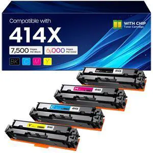 414X Toner Cartridges 4 Pack MFP M479fdw with Chip for HP 414X 414A | High Yield Compatible for Color LaserJet Pro MFP M479fdn M479dw M479dn M454dn M454 Printer (Black Cyan Yellow Magenta) 414X Toner Cartridges 4 Pack MFP M479fdw with Chip for HP 414X 414A | High Yield Compatible for Color LaserJet Pro MFP M479fdn M479dw M479dn M454dn M454 Printer (Black Cyan Yellow Magenta)