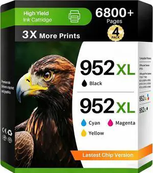952XL Ink Cartridges Black Color Combo Pack Compatible for HP 952 XL for HP OfficeJet 8702 OfficeJet Pro 7720 7740 8210 8216 8710 8715 8720 8725 8730 8740 Printers KCMY 4 Packs 952XL Ink Cartridges Black Color Combo Pack Compatible for HP 952 XL for HP OfficeJet 8702 OfficeJet Pro 7720 7740 8210 8216 8710 8715 8720 8725 8730 8740 Printers KCMY 4 Packs