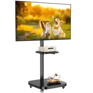 Rolling TV Stand for 26-75 Inch TVs, Portrait-Landscape Rotation | Mobile TV Cart with Wheels and Tray, Height-Adjustable, 88 Lbs Capacity, Vesa 100x100-600x400mm For Home Or Office Rolling TV Stand for 26-75 Inch TVs, Portrait-Landscape Rotation | Mobile TV Cart with Wheels and Tray, Height-Adjustable, 88 Lbs Capacity, Vesa 100x100-600x400mm For Home Or Office