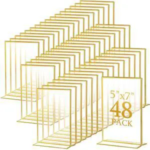 Gold Acrylic Sign Holders, Gold Picture Frames Clear Wedding Table Numbers Double Sided Acrylic Holders for Wedding Restaurant Table Number Photos Menu Cards Art(48 Pack,5 x 7 Inch) Gold Acrylic Sign Holders, Gold Picture Frames Clear Wedding Table Numbers Double Sided Acrylic Holders for Wedding Restaurant Table Number Photos Menu Cards Art(48 Pack,5 x 7 Inch)