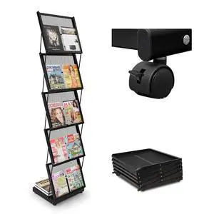 brochure display stand&Foldable Magazine Rack with 5 Pockets for Exhibition and Trade Show (17.7'X14.5'X63') brochure display stand&Foldable Magazine Rack with 5 Pockets for Exhibition and Trade Show (17.7'X14.5'X63')