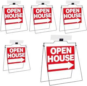 5 Pack Open House Signs 32'' x 28'' A Frame Metal Stand 18'' x 24'' Sign Panels Double Sided Real Estate Yard Signs Foldable Real Estate Open House Directional Arrows Yard Sidewalk Signs, Red 5 Pack Open House Signs 32'' x 28'' A Frame Metal Stand 18'' x 24'' Sign Panels Double Sided Real Estate Yard Signs Foldable Real Estate Open House Directional Arrows Yard Sidewalk Signs, Red