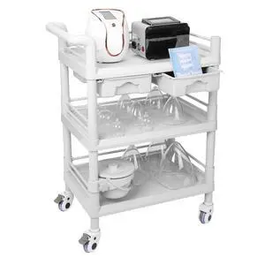 Beauty Trolley Cart with Wheels, Esthetician Cart with Handrail, Bucket and 2 Big Drawer, 3 Tier Heavy Duty Vacuum Therapy Machine Trolley, Load 330lbs, 360° Rotate Silent Wheels Beauty Trolley Cart with Wheels, Esthetician Cart with Handrail, Bucket and 2 Big Drawer, 3 Tier Heavy Duty Vacuum Therapy Machine Trolley, Load 330lbs, 360° Rotate Silent Wheels
