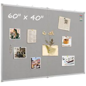 Double-Sided Large Foldable Cork Board with Linen, 60" x 40" | Hanging Aluminum Framed Bulletin Board, Gray Vision Board Pin Board Corkboards for Walls, Office, School Decor, 20 Pushpins Double-Sided Large Foldable Cork Board with Linen, 60" x 40" | Hanging Aluminum Framed Bulletin Board, Gray Vision Board Pin Board Corkboards for Walls, Office, School Decor, 20 Pushpins