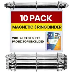10 Pack Magnetic 3 Ring Binder Locking Mechanism for Hanging, 1 Inch D-Ring Holds 225 Sheets, Heavy Duty for 8.5 x 11 Paper, 50 Sheet Protectors Included, 5S Whiteboard Cabinet 10 Pack Magnetic 3 Ring Binder Locking Mechanism for Hanging, 1 Inch D-Ring Holds 225 Sheets, Heavy Duty for 8.5 x 11 Paper, 50 Sheet Protectors Included, 5S Whiteboard Cabinet