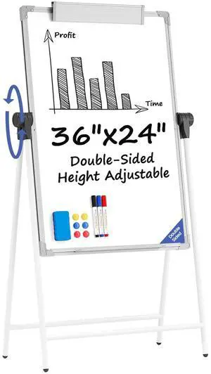 Large Double Sided White Board with Stands, 36" x 24" A-Stand Dry Erase Easel, Portable Flip Chart Easel with Height Adjustable Design for Home, School, Office Large Double Sided White Board with Stands, 36" x 24" A-Stand Dry Erase Easel, Portable Flip Chart Easel with Height Adjustable Design for Home, School, Office