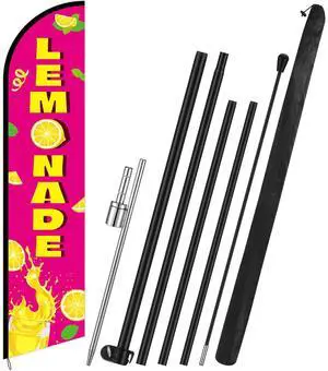 Lemonade Feather Flag with Pole Kit 15 ft Banner Sign for Business Advertising Feather Flag Sign with Flagpole for Outside Garden Business Store Party Lemonade Feather Flag with Pole Kit 15 ft Banner Sign for Business Advertising Feather Flag Sign with Flagpole for Outside Garden Business Store Party