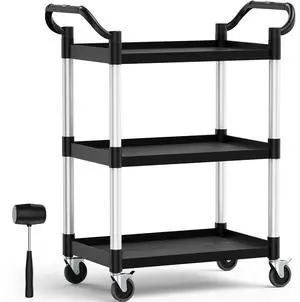 Plastic Utility Carts with Wheels, 3-Tier Rolling Cart with 4 Lockable Wheels, Heavy Duty 600 LBS Capacity Food Service Cart (Does Not Contain Recycled Plastic),16.8" D x 31.5" W x 37.8" H Plastic Utility Carts with Wheels, 3-Tier Rolling Cart with 4 Lockable Wheels, Heavy Duty 600 LBS Capacity Food Service Cart (Does Not Contain Recycled Plastic),16.8" D x 31.5" W x 37.8" H