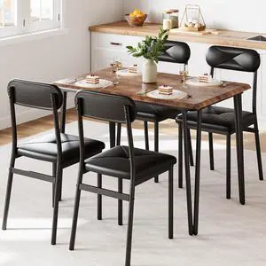 Dining Table Set for 4, Kitchen Table with Upholstered Chairs for Kitchen Room and Small Spaces (Retro, Table with 4 Upholstered Chairs) Dining Table Set for 4, Kitchen Table with Upholstered Chairs for Kitchen Room and Small Spaces (Retro, Table with 4 Upholstered Chairs)