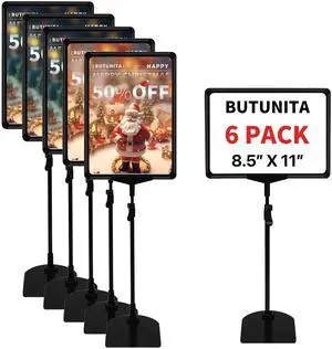Adjustable Sign Holder - 8.5 x 11 Inch, Table & Floor Stand, Vertical & Horizontal Display, Black (6Pcs) Adjustable Sign Holder - 8.5 x 11 Inch, Table & Floor Stand, Vertical & Horizontal Display, Black (6Pcs)