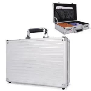 Locking Briefcase, Metal Brief case with Dual Combination, Aluminum for Secure Document Storage, Portable File Organizer Case for Cash, Passport, Office, Travel and Business Use, Silver Locking Briefcase, Metal Brief case with Dual Combination, Aluminum for Secure Document Storage, Portable File Organizer Case for Cash, Passport, Office, Travel and Business Use, Silver