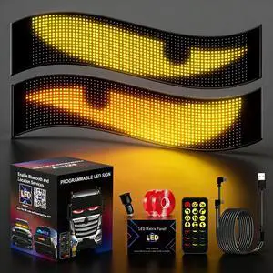 Programmable LED Sign 2026: Bluetooth APP Control Scrolling Display 23.4" x 4.7" - Portable Devil Eyes Light for Car Truck Windshield - LED Advertising Display for Store Trade Shows Programmable LED Sign 2026: Bluetooth APP Control Scrolling Display 23.4" x 4.7" - Portable Devil Eyes Light for Car Truck Windshield - LED Advertising Display for Store Trade Shows