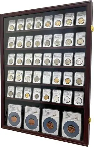 Wall-Mounted Walnut (5 Standard+1 Oversize Row) Wooden Coin Slab Display Case Holder Frame Cabinet Storage for Coin Collection Medal Badges Sport Card Trading Card Collectibles Organization Wall-Mounted Walnut (5 Standard+1 Oversize Row) Wooden Coin Slab Display Case Holder Frame Cabinet Storage for Coin Collection Medal Badges Sport Card Trading Card Collectibles Organization