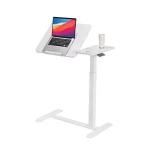 Adjustable Tilt Overbed Table with Wheels, Hospital Bed Side Table | Mobile Standing Laptop Desk, Portable Pneumatic Computer Cart, Rolling Medical Side Tray for Hospital Home| White Adjustable Tilt Overbed Table with Wheels, Hospital Bed Side Table | Mobile Standing Laptop Desk, Portable Pneumatic Computer Cart, Rolling Medical Side Tray for Hospital Home| White