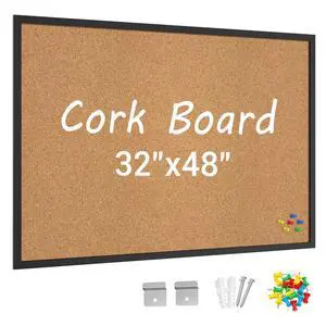 Cork Board Bulletin Board with Black Wood Frame 32 x 48 Large Corkboard Pin Board for Wall,Office,Home and School Cork Board Bulletin Board with Black Wood Frame 32 x 48 Large Corkboard Pin Board for Wall,Office,Home and School