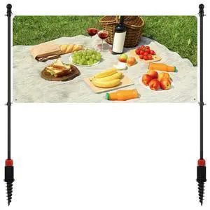 Outdoor Banner Pole with Ground Stake, 4-Section Stainless Steel Adjustable Banner Stand, Free-Assembly Yard Sign Post for 310FT Horizontal Banners, Portable Advertising Display (Hardware Only) Outdoor Banner Pole with Ground Stake, 4-Section Stainless Steel Adjustable Banner Stand, Free-Assembly Yard Sign Post for 310FT Horizontal Banners, Portable Advertising Display (Hardware Only)